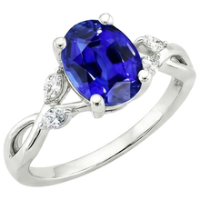 Afbeelding in Gallery-weergave laden, Dames Jubileumring Ovaal Blauwe Saffier &amp; Marquise Natuurlijke uit de aarde gewonnen Diamant 6 Karaat
