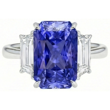 Afbeelding in Gallery-weergave laden, Dames Jubileumring Smaragd Natuurlijke uit de aarde gewonnen Diamanten Goud Blauwe Saffier 5.50 Karaat
