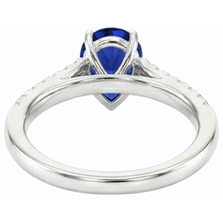 Dames Natuurlijke echte diamant ( niet in het laboratorium gekweekt )en sieraden blauwe saffier ring peervormige 3 karaat
