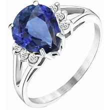 Afbeelding in Gallery-weergave laden, Dames Natuurlijke echte diamant ( niet in het laboratorium gekweekt )en verlovingsring blauwe saffier gespleten schacht 3,50 karaat
