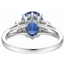 Afbeelding in Gallery-weergave laden, Dames Natuurlijke echte diamant ( niet in het laboratorium gekweekt )en verlovingsring blauwe saffier gespleten schacht 3,50 karaat
