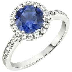 Dames Natuurlijke echte diamanten ( niet in een laboratorium gekweekt ) Halo Ring Ceylon saffier edelsteen geaccentueerd 2,50 karaat