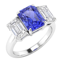 Afbeelding in Gallery-weergave laden, Dames Ring met Edelstenen, Radiant Saffier, Smaragd en Natuurlijke uit de aarde gewonnen Diamanten VVS1 4 Karaat
