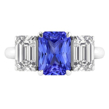 Afbeelding in Gallery-weergave laden, Dames Ring met Edelstenen, Radiant Saffier, Smaragd en Natuurlijke uit de aarde gewonnen Diamanten VVS1 4 Karaat

