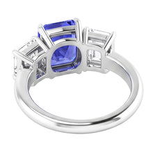 Afbeelding in Gallery-weergave laden, Dames Ring met Edelstenen, Radiant Saffier, Smaragd en Natuurlijke uit de aarde gewonnen Diamanten VVS1 4 Karaat
