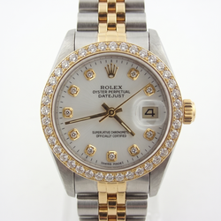 Natuurlijke Dames Rolex Datejust Horloge Diamanten Witte Wijzerplaat Lunette
