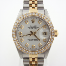 Afbeelding in Gallery-weergave laden, Natuurlijke Dames Rolex Datejust Horloge Diamanten Witte Wijzerplaat Lunette
