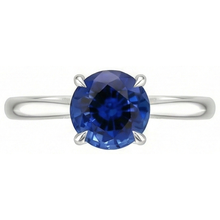 Afbeelding in Gallery-weergave laden, Dames Solitaire Ring Echte Blauwe Saffier 2 Karaats Klauw Prong Set
