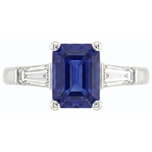 Afbeelding in Gallery-weergave laden, echte baguette saffier 1.75karaat ring zijaanzicht
