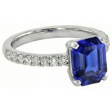 Afbeelding in Gallery-weergave laden, Dames IGI GECERTIFICEERDE Diamanten Ring met Asscher Geslepen Sri Lanka Kleur Saffier 9.25 Karaat Goud
