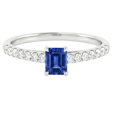 Afbeelding in Gallery-weergave laden, Dames edelsteen ring met Natuurlijke echte diamant ( niet in het laboratorium gekweekt )en stralende geslepen saffier 1,50 karaat
