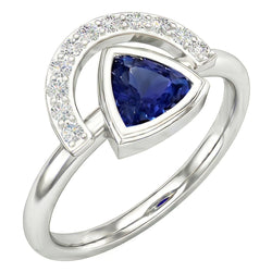 Dames edelsteen sieraden biljoen bezel set blauwe saffier ring 2 karaat