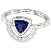 Afbeelding in Gallery-weergave laden, Dames edelsteen sieraden biljoen bezel set blauwe saffier ring 2 karaat
