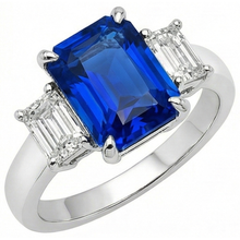 Afbeelding in Gallery-weergave laden, Dames Gouden Natuurlijke uit de aarde gewonnen Diamanten Ring Smaragdslijpsel 5 Karaat Saffier Sieraden
