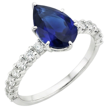 Afbeelding in Gallery-weergave laden, Dames Gouden Edelsteen Ring met Klauwzetting, Blauwe S
affier &amp; IGI GECERTIFICEERDE Diamanten 7.25 Karaat
