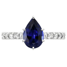 Afbeelding in Gallery-weergave laden, Dames Gouden Edelsteen Ring met Klauwzetting, Blauwe S
affier &amp; IGI GECERTIFICEERDE Diamanten 7.25 Karaat
