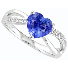 Afbeelding in Gallery-weergave laden, Dames hart edelsteen blauwe saffier ring 3,50 karaat gespleten schacht sieraden
