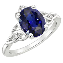 Afbeelding in Gallery-weergave laden, Dames kleine Natuurlijke echte diamant ( niet in het laboratorium gekweekt )en gouden ring Vintage stijl blauwe saffier 2,50 karaat
