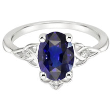 Afbeelding in Gallery-weergave laden, Dames kleine Natuurlijke echte diamant ( niet in het laboratorium gekweekt )en gouden ring Vintage stijl blauwe saffier 2,50 karaat
