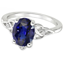Afbeelding in Gallery-weergave laden, Dames kleine Natuurlijke echte diamant ( niet in het laboratorium gekweekt )en gouden ring Vintage stijl blauwe saffier 2,50 karaat
