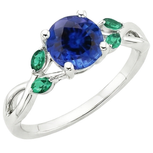 Afbeelding in Gallery-weergave laden, Dames natuurlijke blauwe saffier en smaragden edelsteen ring 3 karaat
