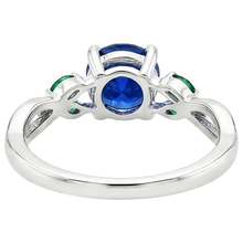 Afbeelding in Gallery-weergave laden, Dames natuurlijke blauwe saffier en smaragden edelsteen ring 3 karaat
