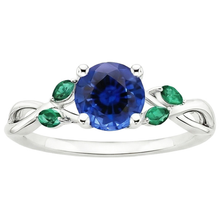 Afbeelding in Gallery-weergave laden, Dames natuurlijke blauwe saffier en smaragden edelsteen ring 3 karaat
