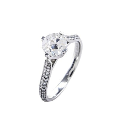 Dames oude geslepen ronde Echt Diamanten Ring Pave Set Sieraden 2,25 karaat