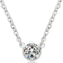 Dames Hanger met labgekweekte Diamant 3 Karaat en Ketting 45 cm 14K Witgoud