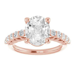 Dames Trouwring Ovaal Oud Europees Geslepen Natuurlijke uit de aarde gewonnen Diamanten Ring Prong Gezet 6.50 Karaat