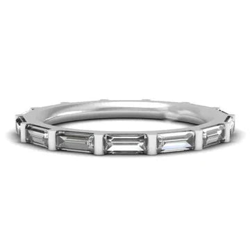 Dames Comfort Fit Band Bruiloft Witgoud Stokbrood Geslepen Echt Diamant