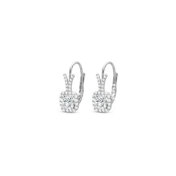 Dames Dangle Oorbellen 3,10 Karaat Prong Set Echt Diamanten Wit Goud 14K