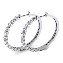 Dames Drijvende Ronde Echt Diamanten Hoepel Oorbellen 3,60 Karaat 1,5 Inch