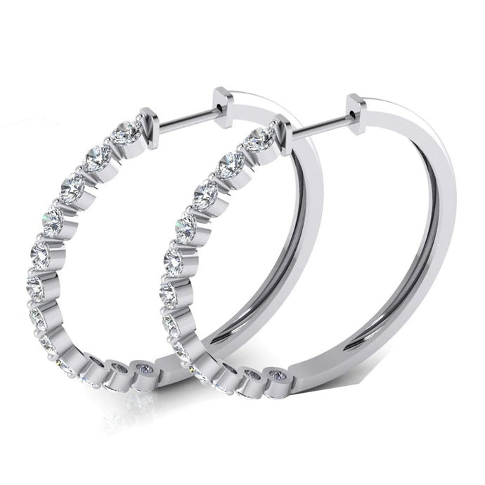 Dames Drijvende Ronde Echt Diamanten Hoepel Oorbellen 3,60 Karaat 1,5 Inch