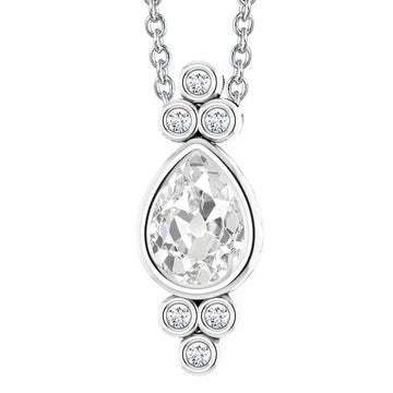 Dames Echt Diamanten Hanger Bezel Set Peer Oud Geslepen 3,50 Karaat Dia Ketting