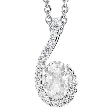 Dames Echt Diamanten Hanger Dia Sieraden Halo Ovaal Oude Mijnwerker 5,50 Karaat