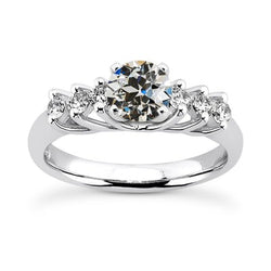 Dames Gouden Jubileumring Rond Oud Geslepen Natuurlijke uit de aarde gewonnen Diamant 3.50 Karaat