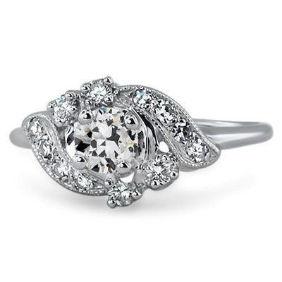Dames Gouden Ronde Oude Mijnwerker Echt Diamanten ring Gedraaide stijl 1,75 Karaat