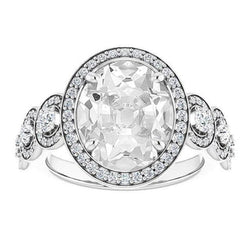 Dames Halo Ring Ovale Old Mine Cut Echt Diamond Prong Set 12.50 Karaat