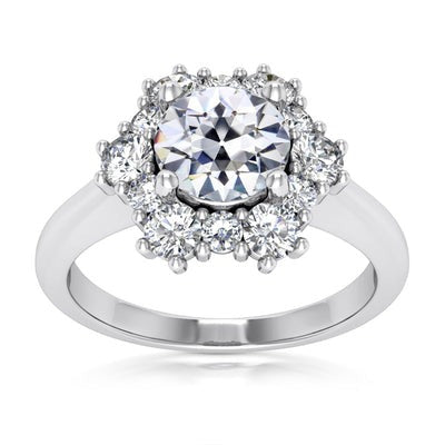 Dames Halo Ring Ronde Old Miner Echt Diamond Prong Set 8,50 karaat