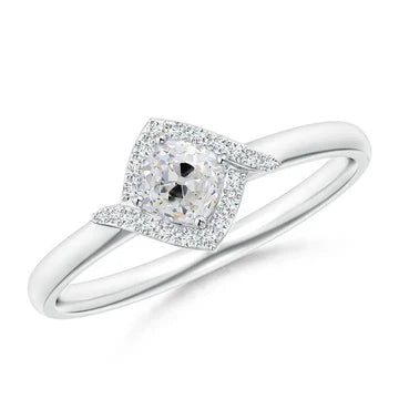 Dames Halo Verlovingsring Oud Geslepen Kussen Echt Diamant 2,25 Karaat