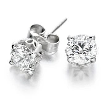 Dames Oorknopjes 2,50 Karaat Ronde Geslepen Echt Diamanten Wit Goud 14K