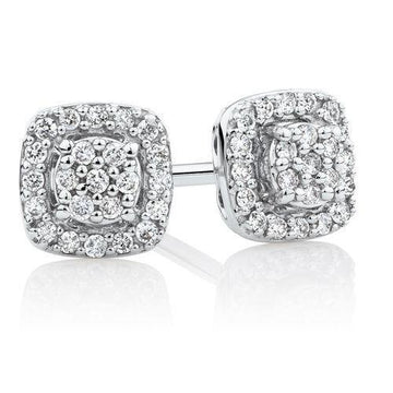 Dames Oorknopjes Rond Briljant Geslepen 3,20 Karaat Echt Diamant Pave Halo