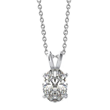 Dames Ovaal Geslepen Echt Diamanten Halsketting Hanger 2 Karaat Wit Goud 14K