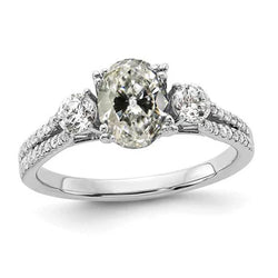Dames Trouwring met Ovale Oud Geslepen Echte Natuurlijke uit de aarde gewonnen Diamant van 5.50 Karaat Sieraden