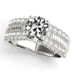 Dames Ring Oude Mijnwerker Echt Diamant Touw Stijl Brede Band 4,50 Karaat