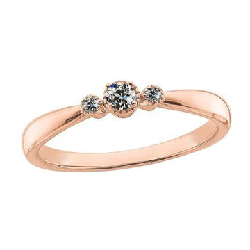Dames Ronde Oude Geslepen Echt Diamanten Ring Met Drie Stenen 1 Karaat 14K Roségoud