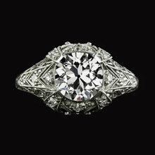 Afbeelding in Gallery-weergave laden, Dames Ronde Oude Geslepen Echt Diamanten Ring Milgrain Antieke Stijl 4,25 Karaat
