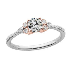 Dames Ronde Oude Mijn Geslepen Echt Diamanten Ring Tweekleurig Goud 2,50 Karaat