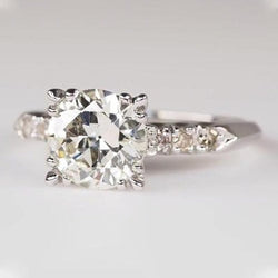 Dames Ronde Oude Mijnwerker Natuurlijke uit de aarde gewonnen Diamanten Ring Drievoudig Prong Gezet 2.50 Karaat